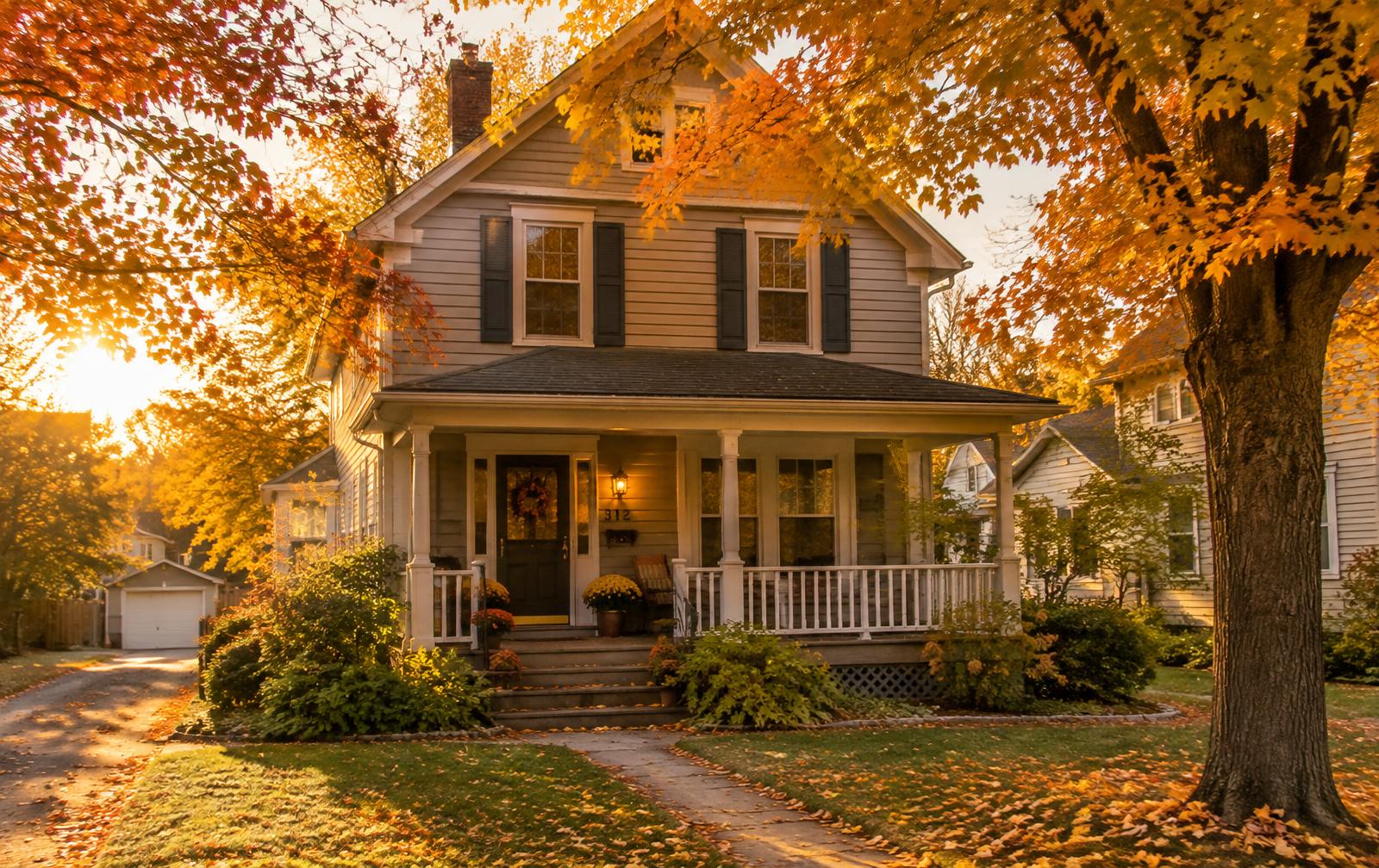 Michigan family home in autumn
